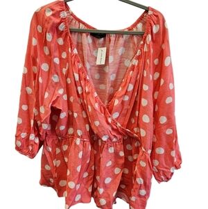 Lane Bryant Polka Dot Plus Size Blouse NEW